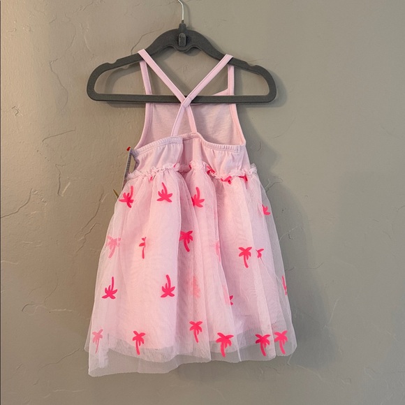 Cat & Jack Pink Tulle Dress with Neon Palm Trees, Size 2T - Picture 2 of 4